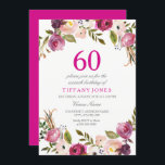 Vibrant Pink Botanical Floral 60th Birthday Invite<br><div class="desc">Vibrant Pink Botanical Floral 60th Birthday Invite
Contact us for matching items or see our store</div>