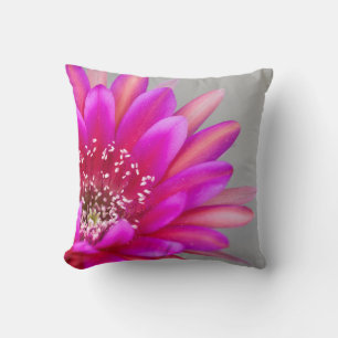 Vibrant Pink Cactus Flower Petals Cushion