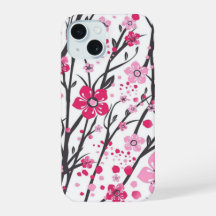 Vibrant Pink Cherry Blossom Branches Pattern Phone