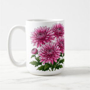 Vibrant Pink Chrysanthemums Blooming Coffee Mug