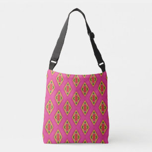Vibrant Pink Diamond Motif Shoulder Bag