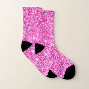 Vibrant Pink Faux Glitter Socks