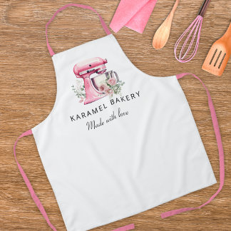 Vibrant Pink Floral Cake Mixer Bakery Apron