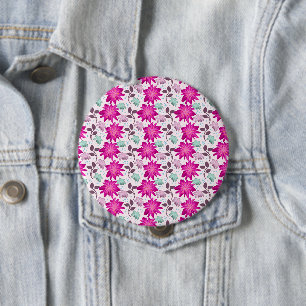 Vibrant Pink Floral Pattern Bold Modern Flowers 10 Cm Round Badge