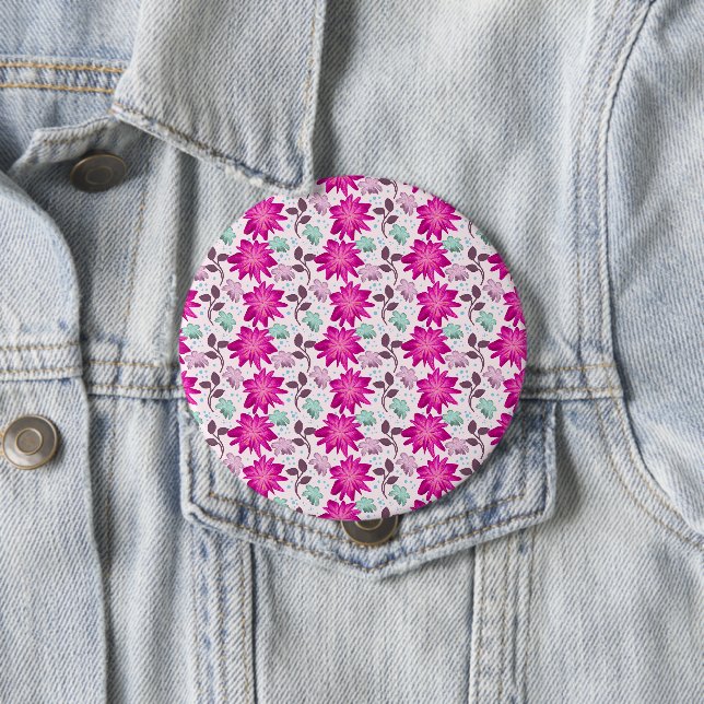 Vibrant Pink Floral Pattern | Bold Modern Flowers  10 Cm Round Badge (In Situ)