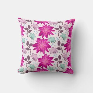 Vibrant Pink Floral Pattern   Bold Modern Flowers  Cushion