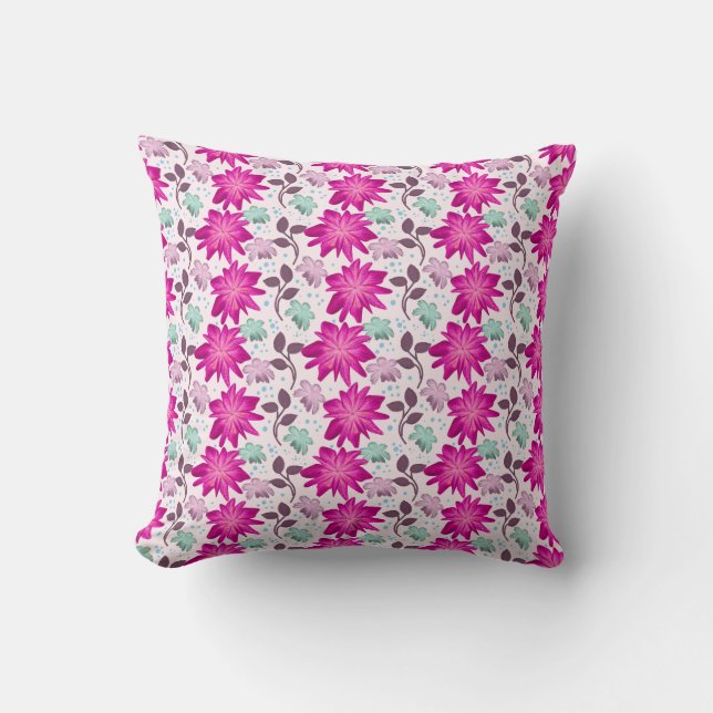 Vibrant Pink Floral Pattern | Bold Modern Flowers  Cushion (Front)