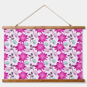 Vibrant Pink Floral Pattern Bold Modern Flowers Hanging Tapestry