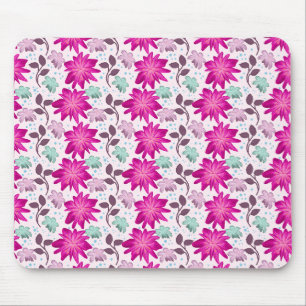 Vibrant Pink Floral Pattern Bold Modern Flowers Mouse Mat
