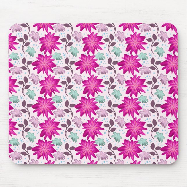 Vibrant Pink Floral Pattern | Bold Modern Flowers  Mouse Mat (Front)