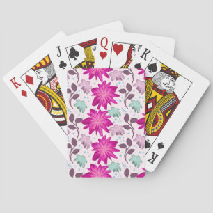 Vibrant Pink Floral Pattern Bold Modern Flowers Playing Cards