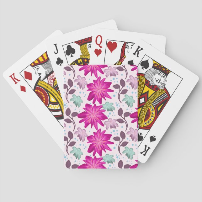 Vibrant Pink Floral Pattern | Bold Modern Flowers  Playing Cards (Back)