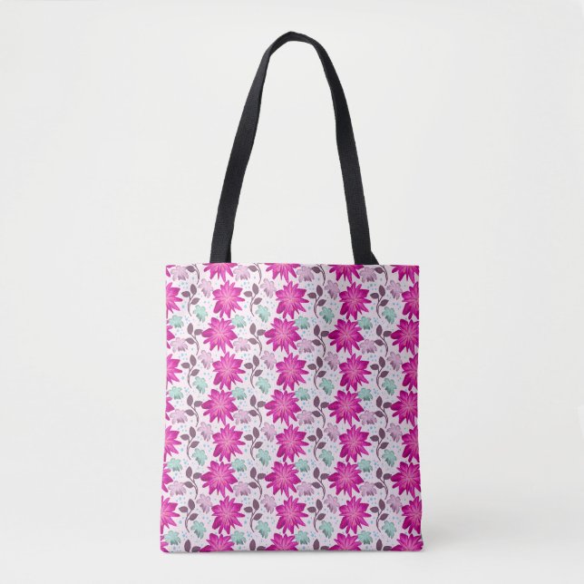 Vibrant Pink Floral Pattern | Bold Modern Flowers  Tote Bag (Front)