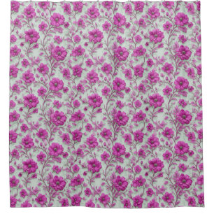 Vibrant Pink Floral Pattern With Magenta Flowers Shower Curtain