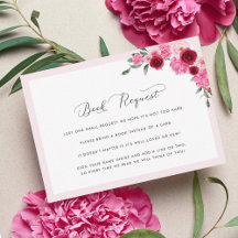 Vibrant Pink Floral Xmas Book Request Baby Shower