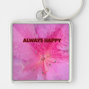 Vibrant Pink Flower Premium Square Key Ring