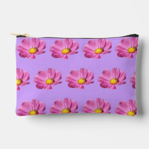 Vibrant Pink Flower With A Bee On A Summer Day Cut Accessory Pouch