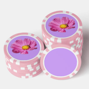 Vibrant Pink Flower With A Bee On A Summer Day Cut Poker Chips