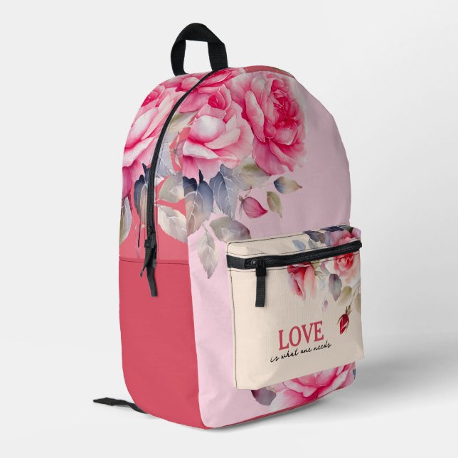 Vibrant Pink Flowers Backpack (Back Corner Left)