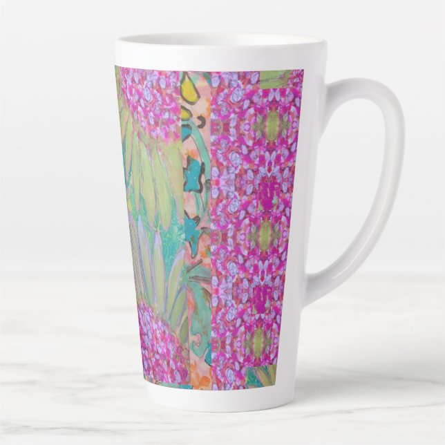 Vibrant Pink Flowers Latte Mug (Right)