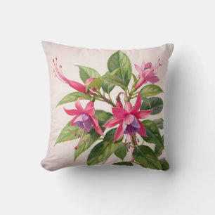 Vibrant Pink Fuchsia Flower Cushion