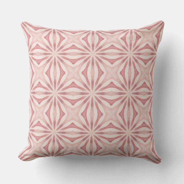 Vibrant Pink Geometric Mediteranean Inspired Cushion (Front)