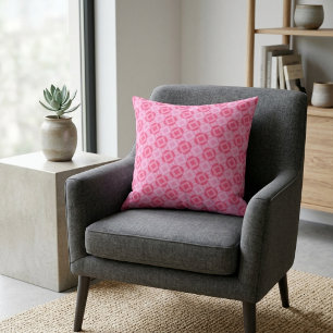 Vibrant Pink Geometric Tessellation Pattern Cushion