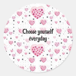 Vibrant Pink Glitter Hearts Design Classic Round Sticker