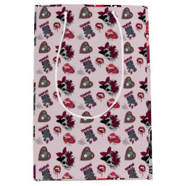 Vibrant Pink Gothic Graphic Valentine's Day  Medium Gift Bag