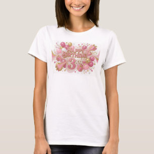 Vibrant Pink HAPPY BIRTHDAY 3RD Graphic Tee