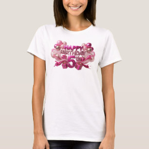 Vibrant Pink HAPPY BIRTHDAY 5TH Print T-Shirt