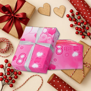 Vibrant Pink Heart Abstract Valentine Wrapping Paper