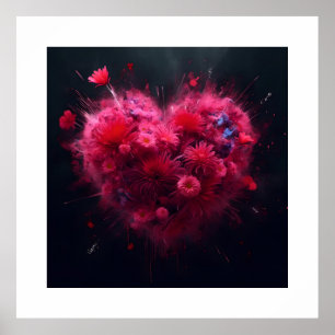 Vibrant Pink Heart Burst Poster