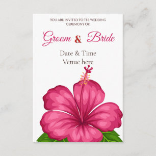 Vibrant Pink Hibiscus Floral Wedding Invitation