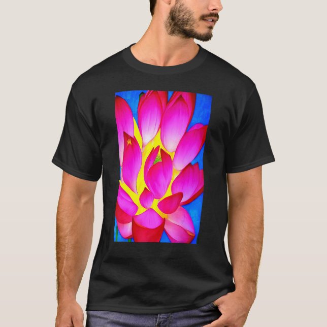 Vibrant Pink Lotus for both Energy and Peaceful Me T-Shirt (Front)