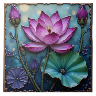 Vibrant Pink Lotus Tile