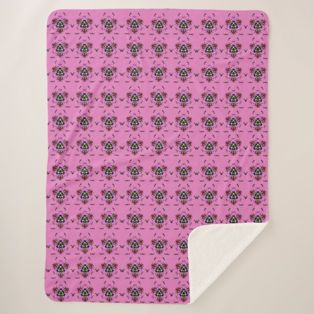 Vibrant Pink Mandala Sherpa Blanket (Front)