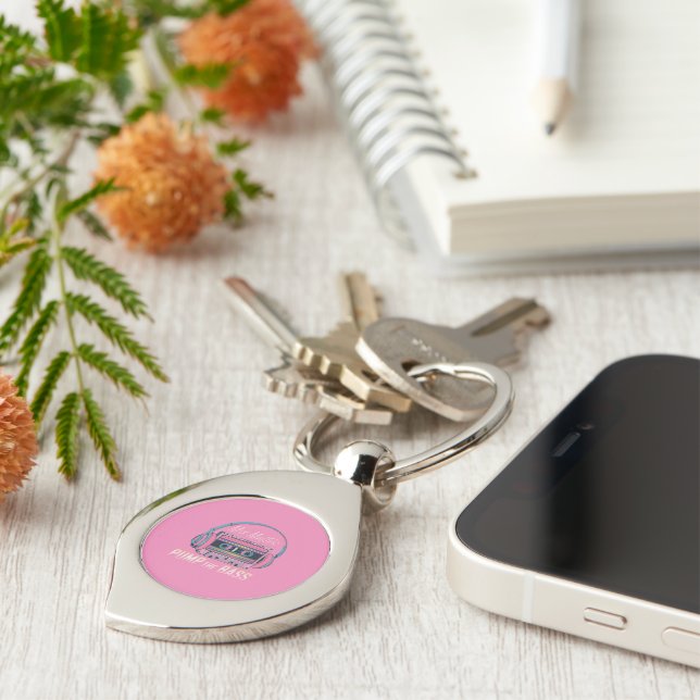 Vibrant Pink Mix Master Metal Keychain (Side)
