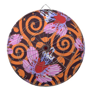 Vibrant Pink & Orange Swirl Art Deco Flower Dartboard