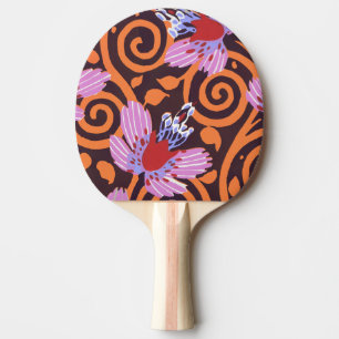 Vibrant Pink & Orange Swirl Art Deco Flower Ping Pong Paddle