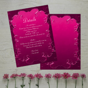 Vibrant Pink Ornamental Elegance Wedding Details Enclosure Card