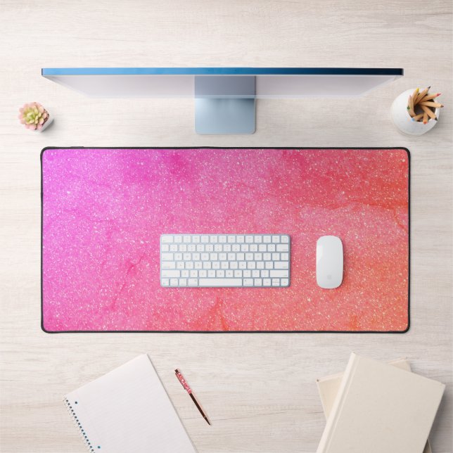 Vibrant Pink & Peach Gradient Desk Mat - Sparkling (Office 1)