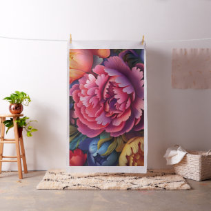 Vibrant Pink Peonies Floral Fabric