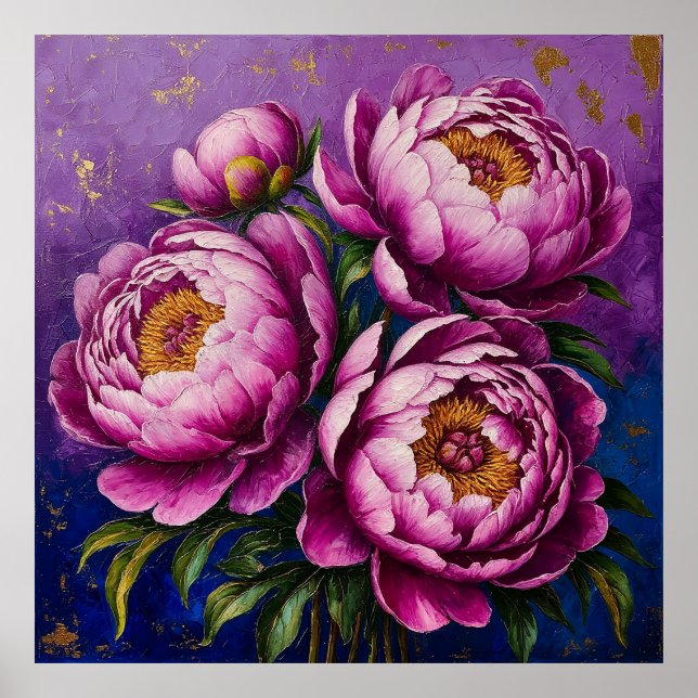 Vibrant Pink Peonies Poster (Front)