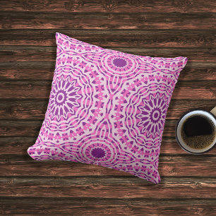 Vibrant Pink Purple and White Moroccan Pattern Cushion