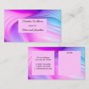 Vibrant pink purple blue swirls mum to calling card
