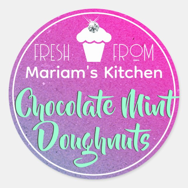 Vibrant Pink Purple Ombre Cupcake Pastry Label (Front)