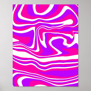 Vibrant Pink, Purple, & White Fluid Swirl Poster