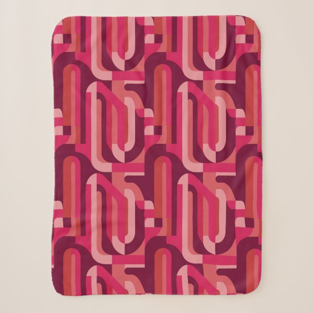 vibrant pink retro abstract pattern sherpa blanket (Front)