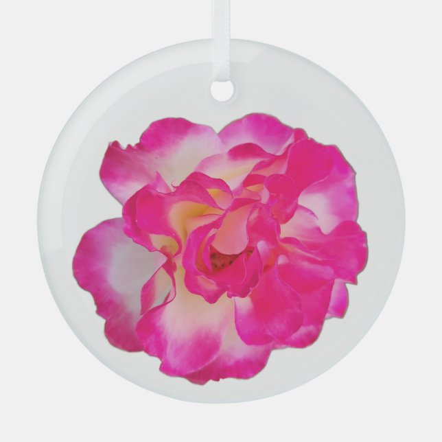 Vibrant Pink Rose Ornament (Front)